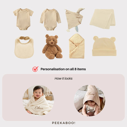 Personalised-Newborn-Baby-Welcome-Giftset-Beige-Bear-Details-Peekaboo-personalisation