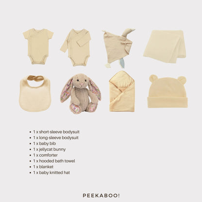 Personalised-Newborn-Baby-Welcome-Giftset-Beige-Petal-Details-Peekaboo-nonpersonalisation