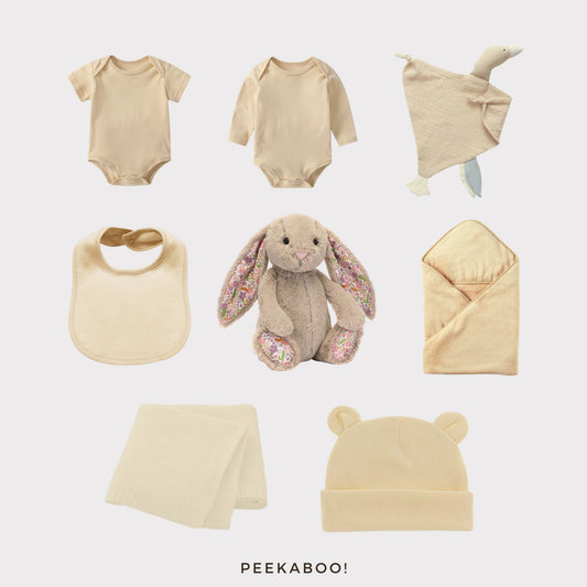 Personalised-Newborn-Baby-Welcome-Giftset-Beige-Petal-Details-Peekaboo-nonpersonalisation