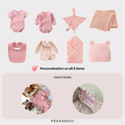 Personalised Jellycat Newborn Baby Welcome Gift Set - Blush Cherry