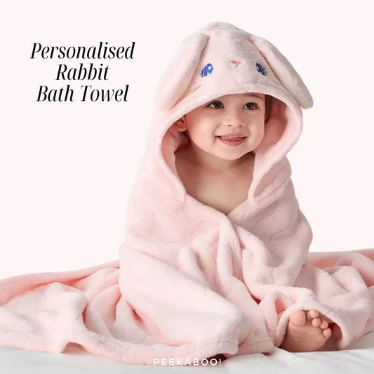 Personalised-Rabbit-Bath-Towel-Peekaboo-Baby-And-Kids