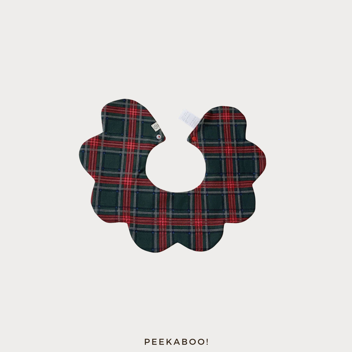 Personalised Baby Bib - Red & Green Plaid