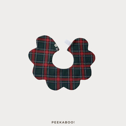 Personalised Baby Bib - Red & Green Plaid