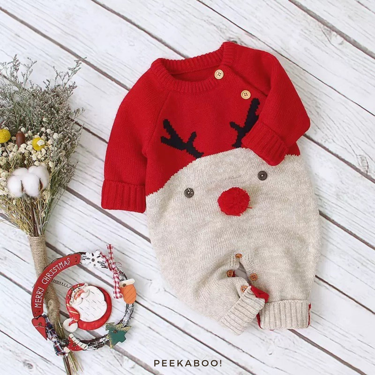 Personalised Red Nose Reindeer Christmas Romper