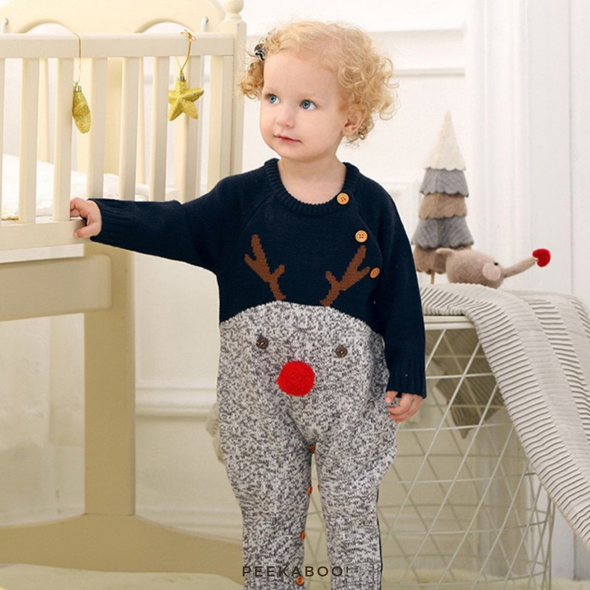 Personalised Red Nose Reindeer Christmas Romper