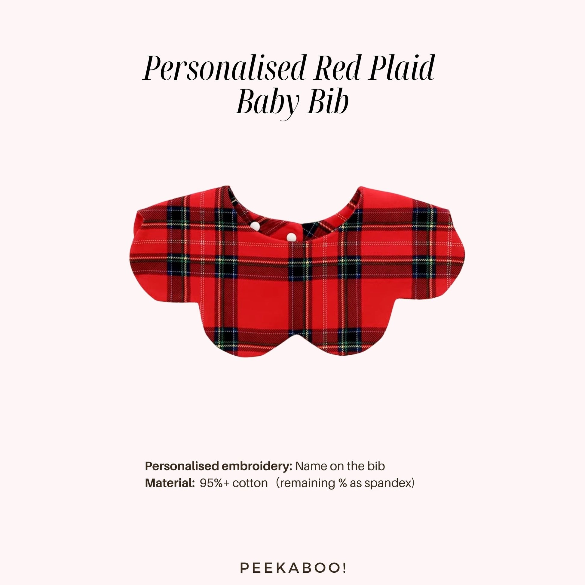 Personalised-Red-Plaid-Baby-Bib-Size-Peekaboo