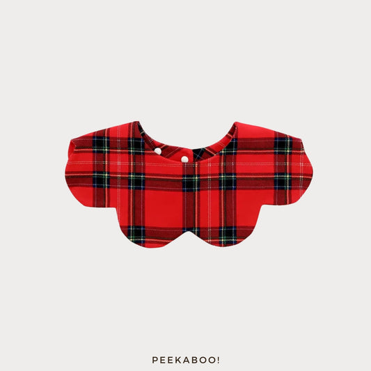 Personalised-Red-Plaid-Baby-Bib-cover-Peekaboo