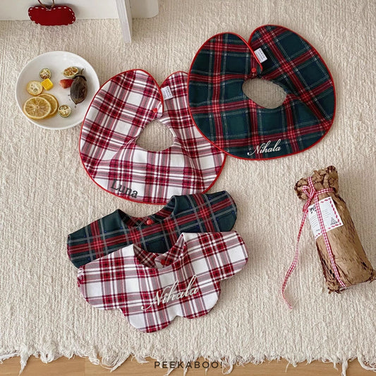 Personalised-Red-White-Checkered-Baby-Bib-Piped-Photo2-Peekaboo