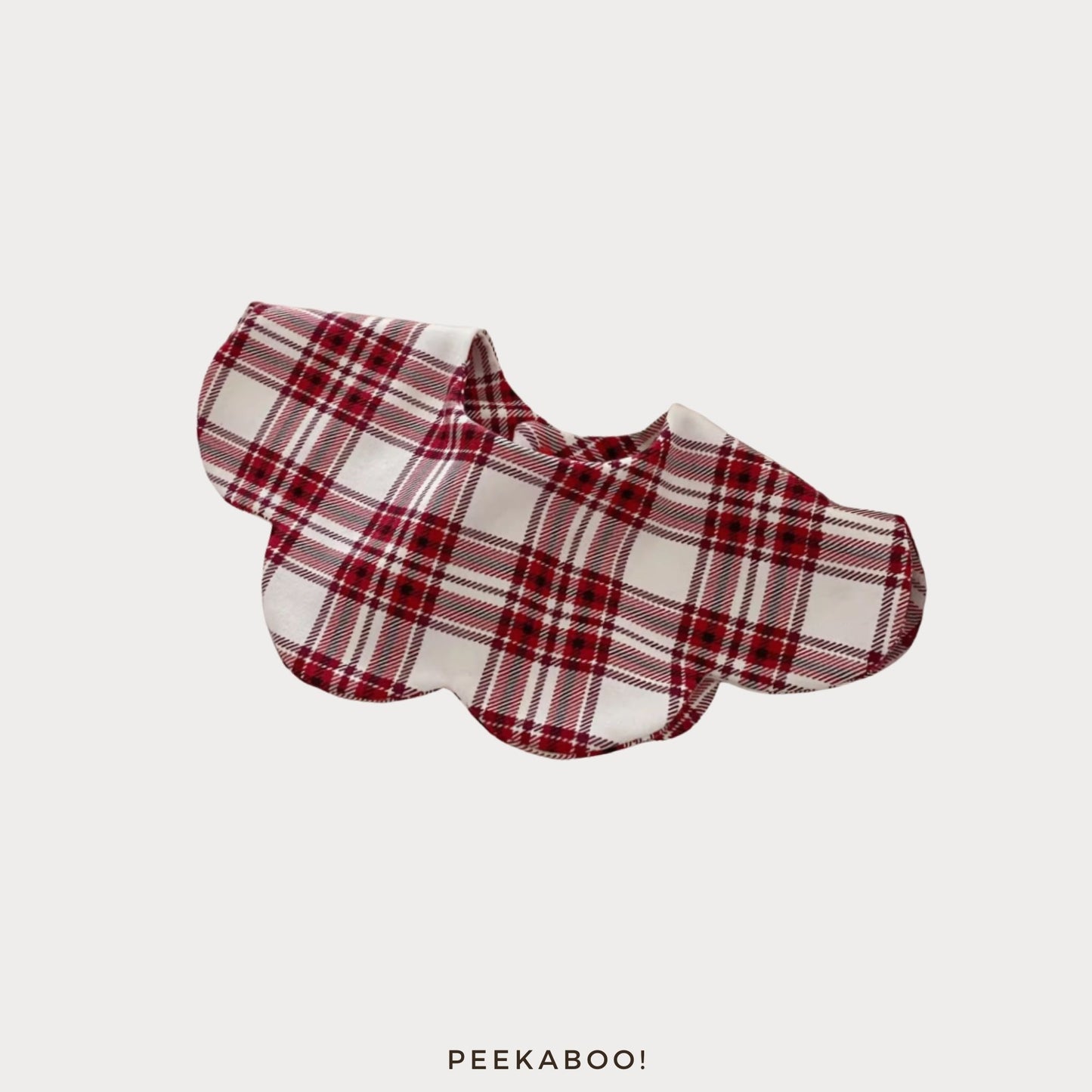 Personalised-Red-White-Checkered-Baby-Bib-cover-Peekaboo