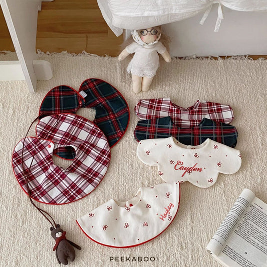 Personalised Red & White Ribbon Baby Bib