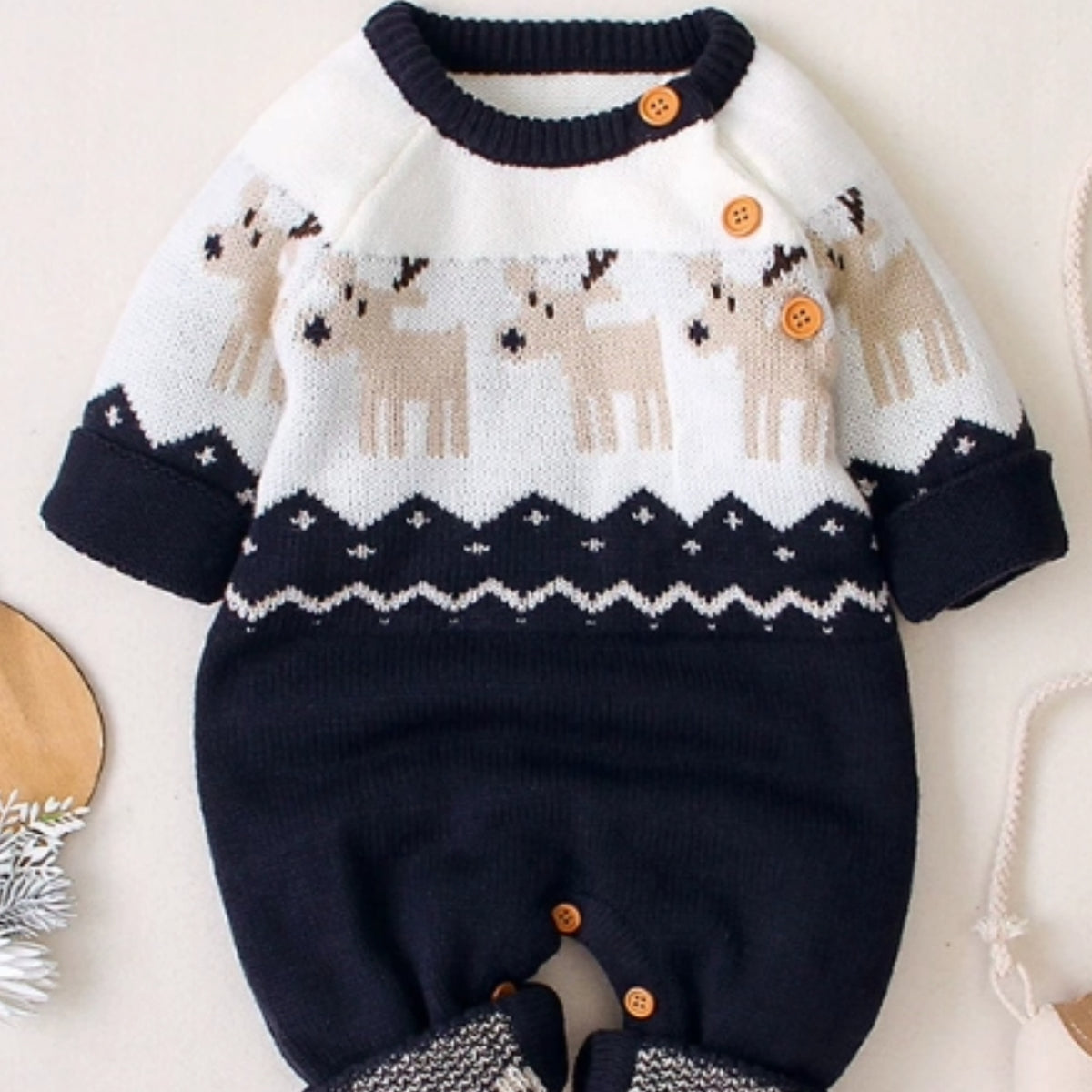 Personalised Nordic Reindeer Christmas Romper