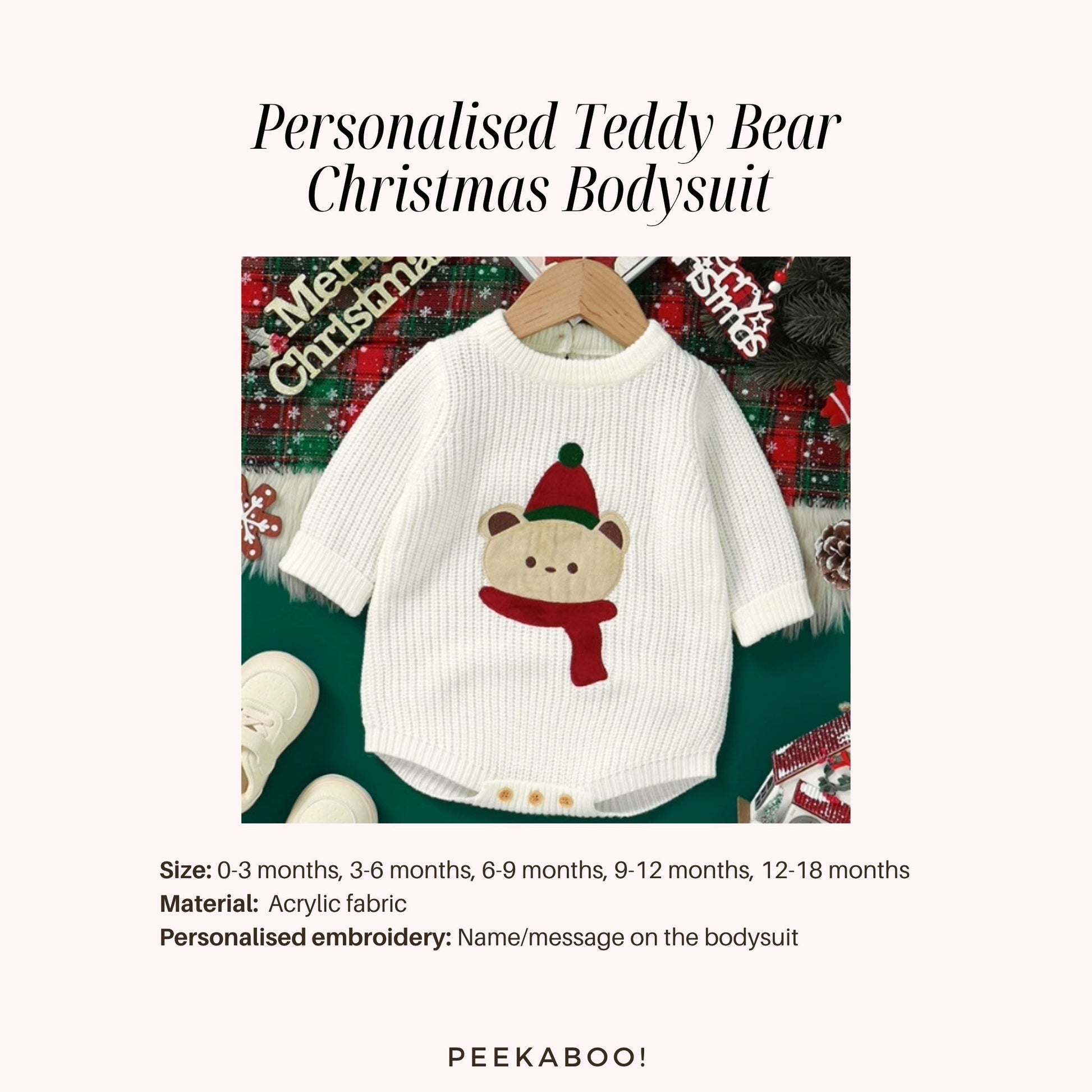 Personalised-Teddy-Bear-Christmas-Bodysuit-Size-Peekaboo