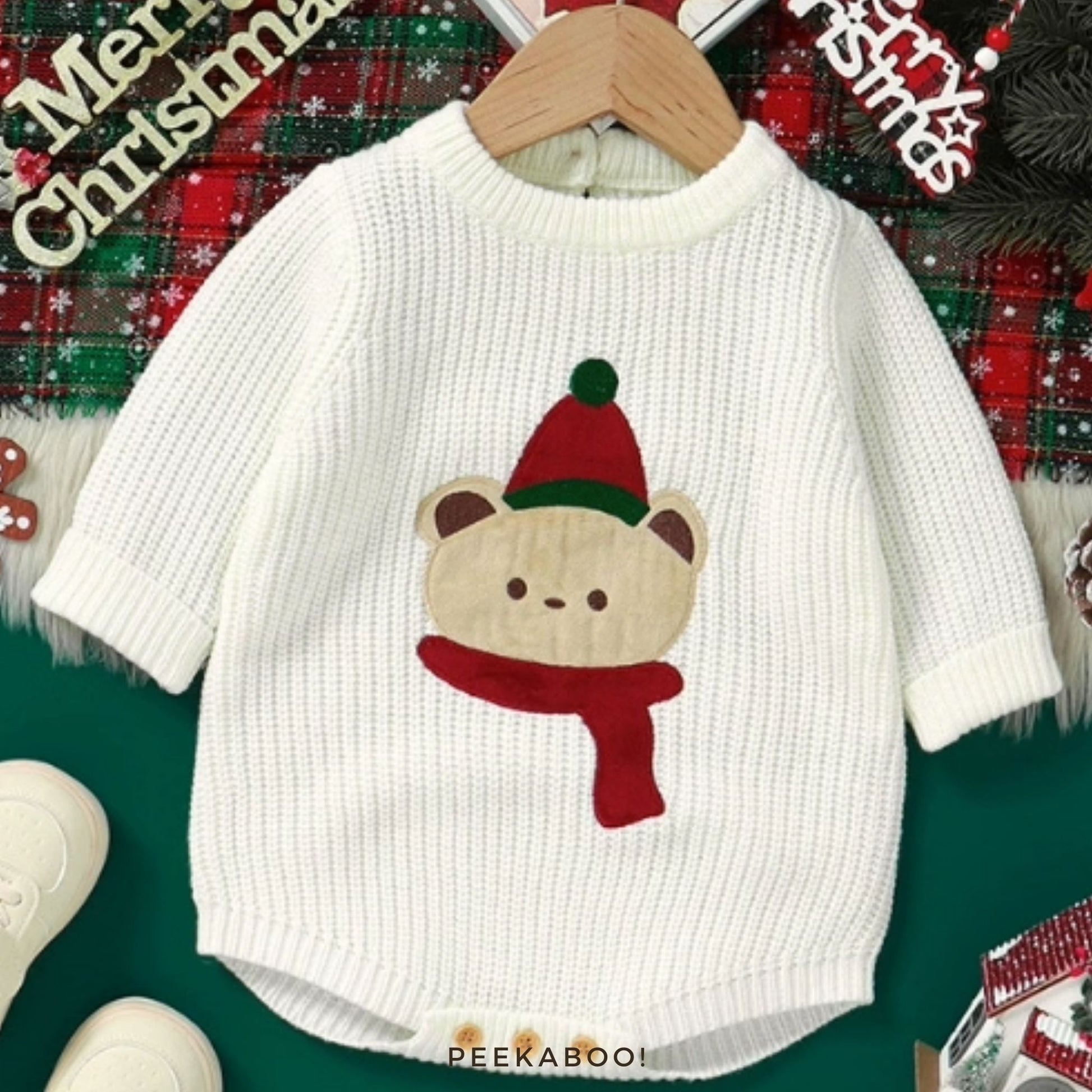 Personalised-Teddy-Bear-Christmas-Bodysuit-cover-Peekaboo