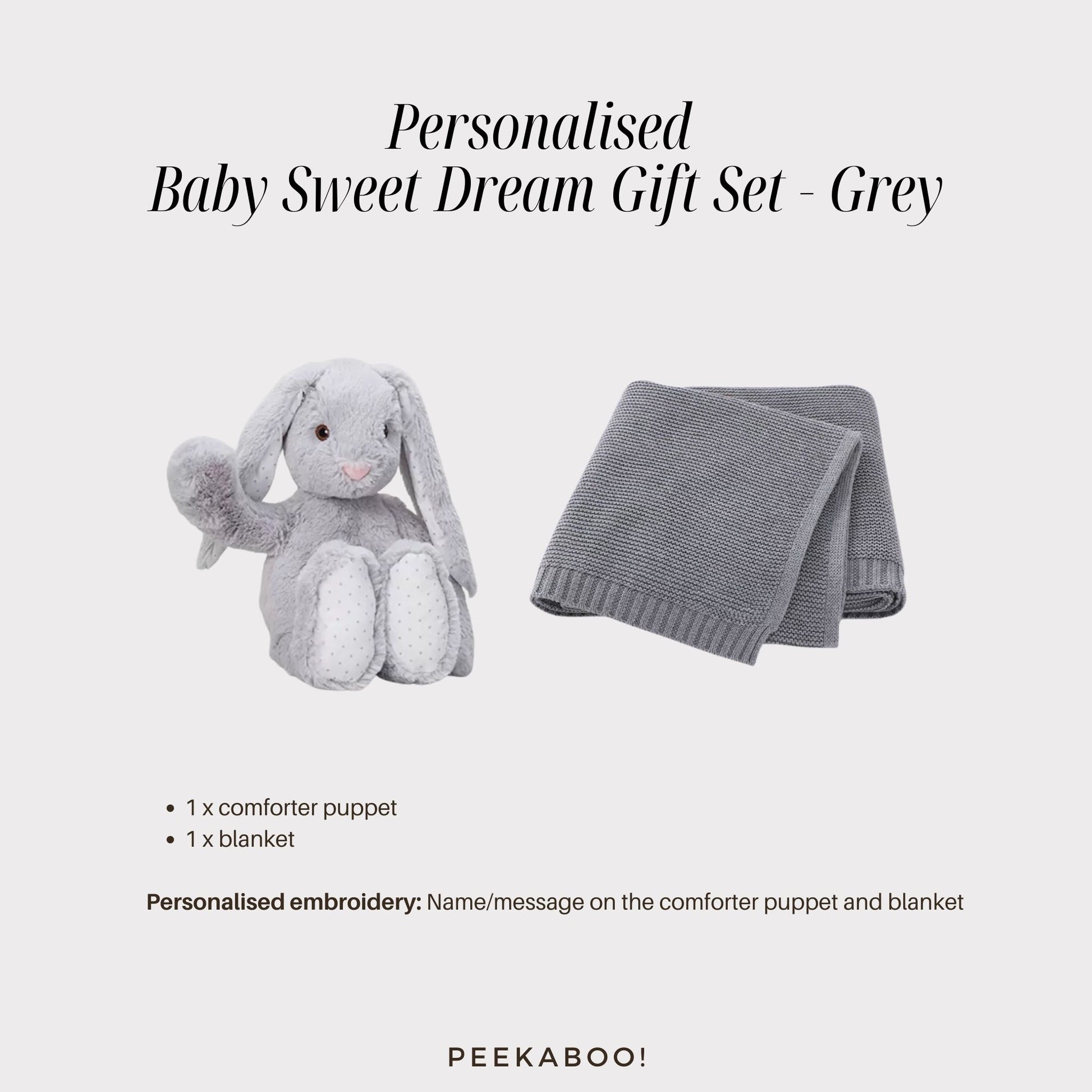Personalised-bunny-blanket-sweet-dream-giftset-grey-details-Peekaboo