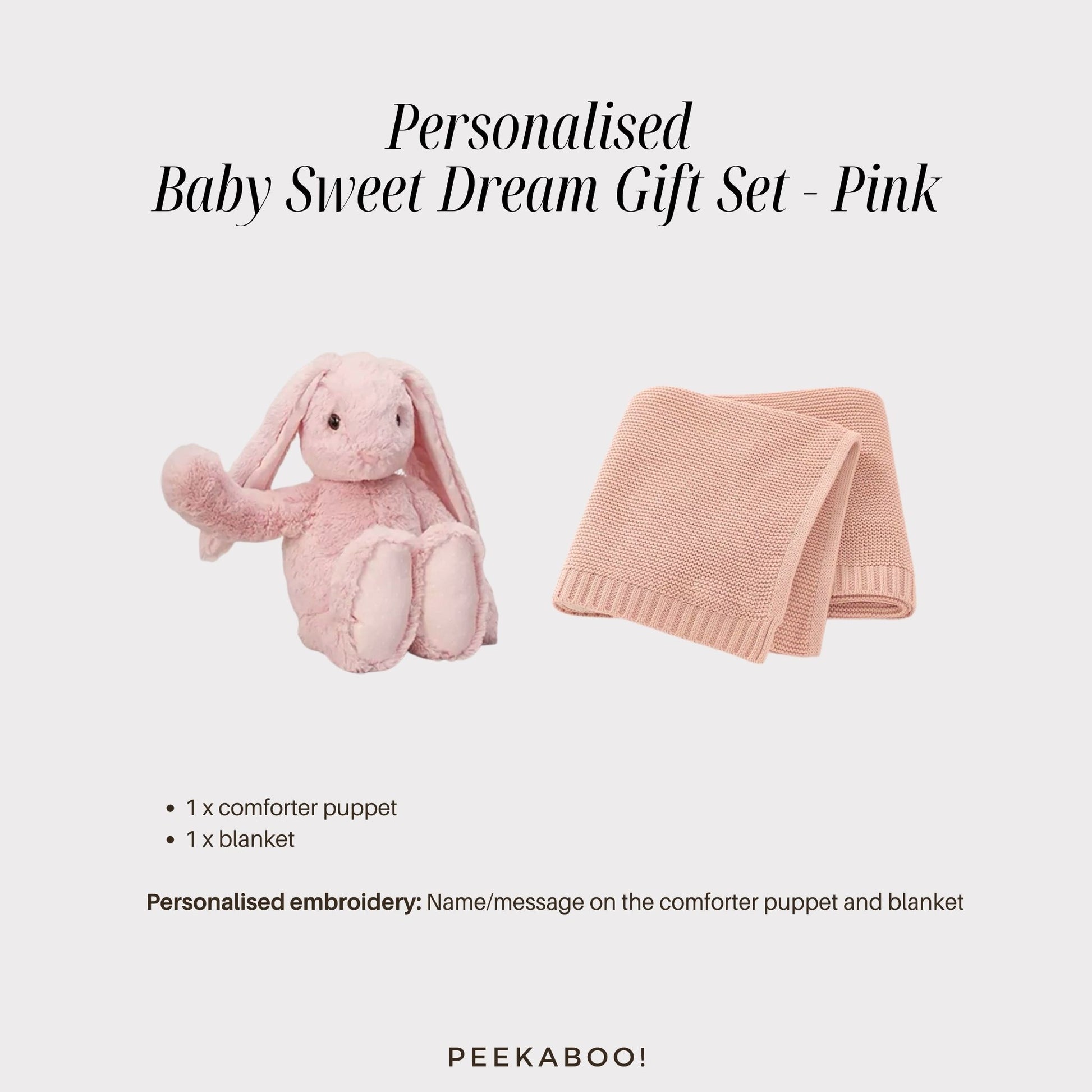 Personalised-bunny-blanket-sweet-dream-giftset-pink-details-Peekaboo