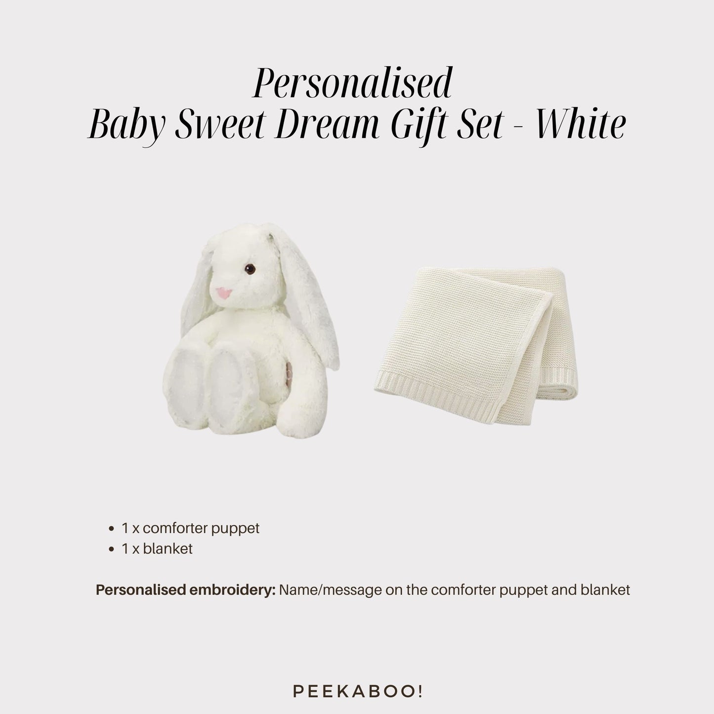 Personalised-bunny-blanket-sweet-dream-giftset-white-details-Peekaboo