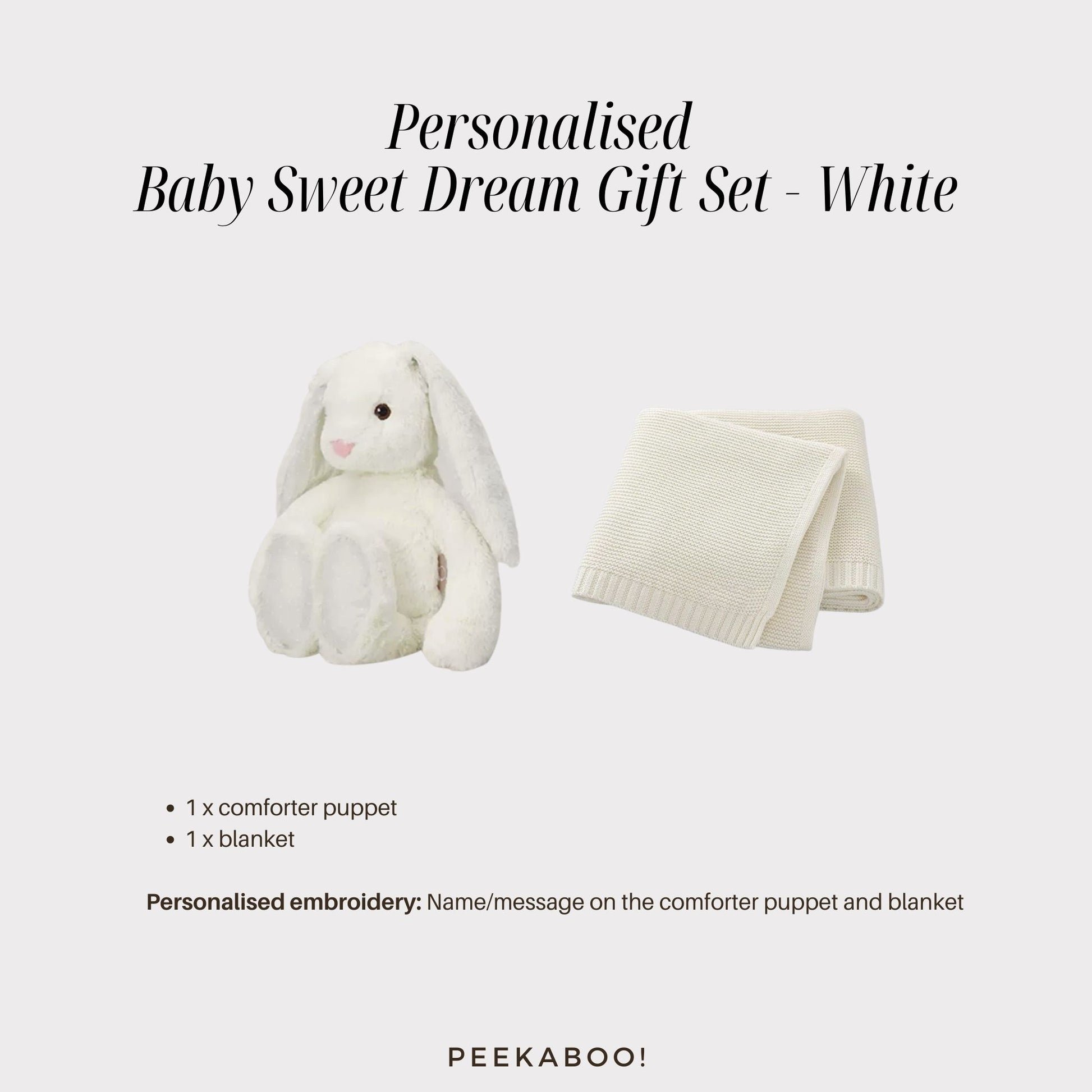 Personalised-bunny-blanket-sweet-dream-giftset-white-details-Peekaboo