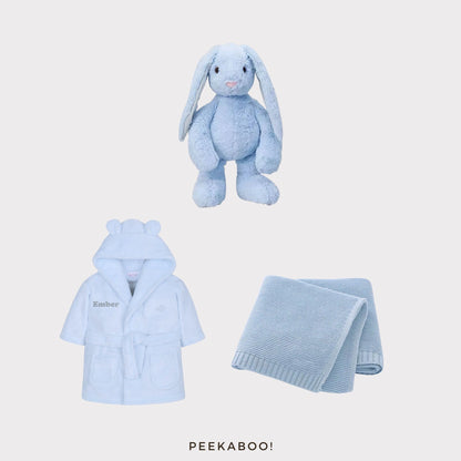 Personalised-bunny-romper-blanket-good-night-giftset-blue-Cover-Peekaboo