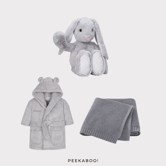 Personalised-bunny-romper-blanket-good-night-giftset-grey-Cover-Peekaboo
