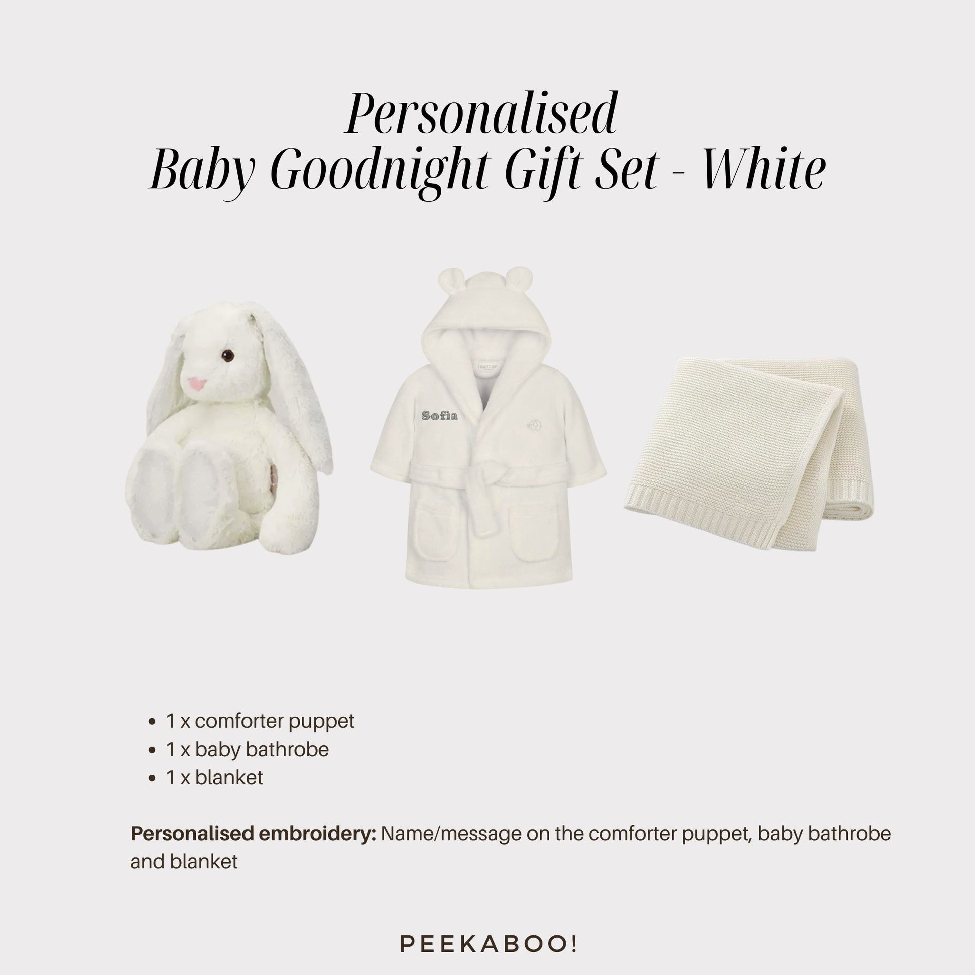 Personalised-bunny-romper-blanket-good-night-giftset-white-details-Peekaboo
