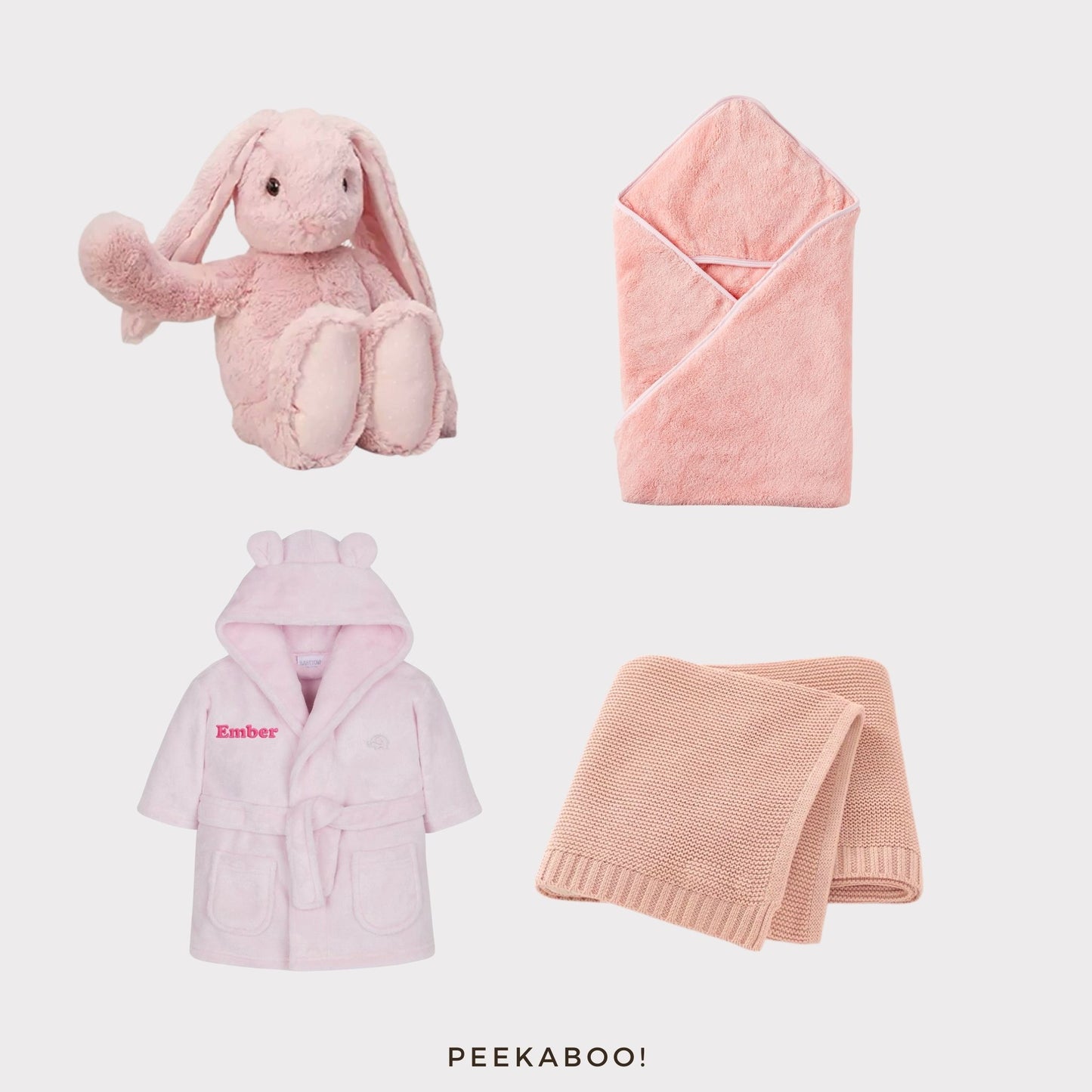 Personalised-bunny-romper-towel-blanket-after-bath-giftset-pink-Cover-Peekaboo