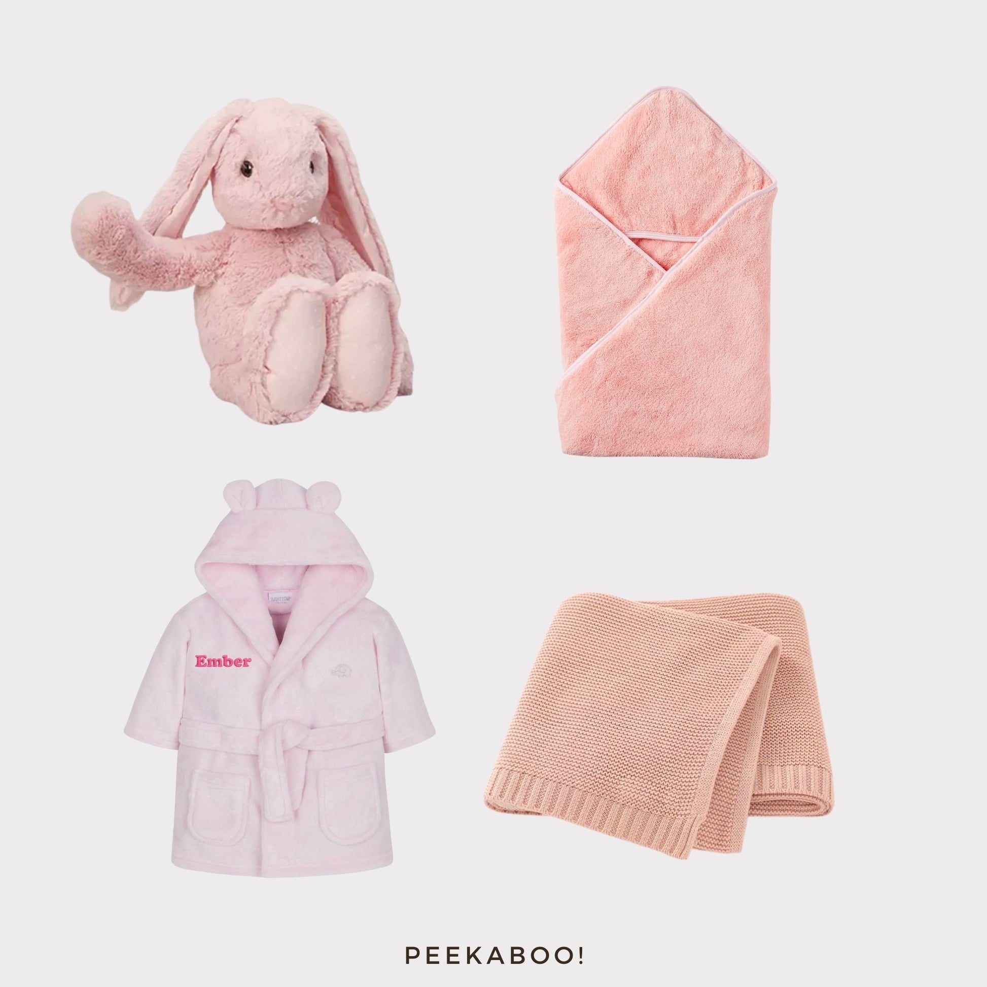 Personalised-bunny-romper-towel-blanket-after-bath-giftset-pink-Cover-Peekaboo