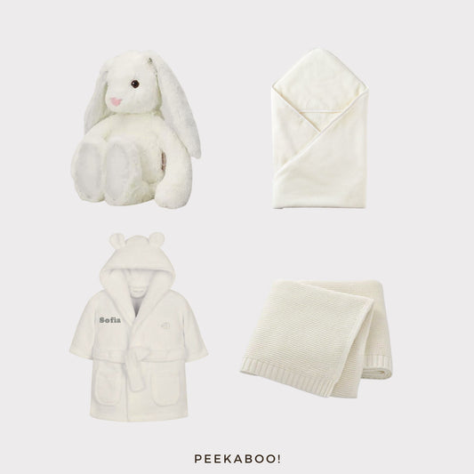 Personalised-bunny-romper-towel-blanket-after-bath-giftset-white-Cover-Peekaboo
