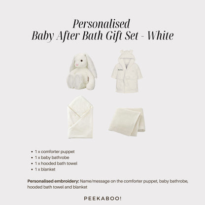 Personalised-bunny-romper-towel-blanket-after-bath-giftset-white-details-Peekaboo