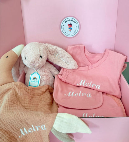 Personalised Jellycat Baby Shower Gift Set - Tulip Pink